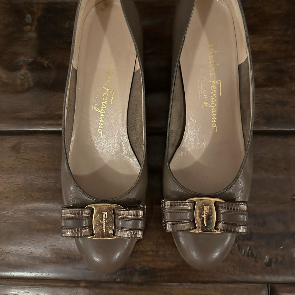 Salvadorre Ferragamo light brown flats 
( little beat heel)